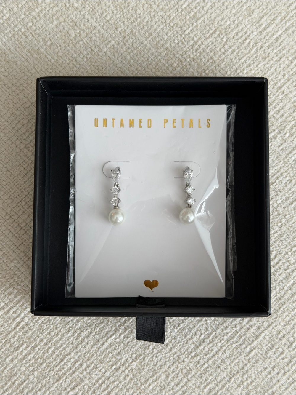 Untamed Petals Serenade Silver Pearl and Crystal Drop Bridal Earrings
